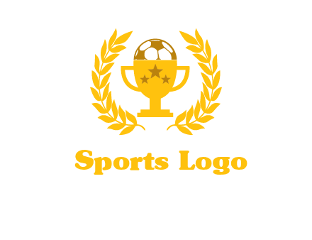 champion cup with football logo