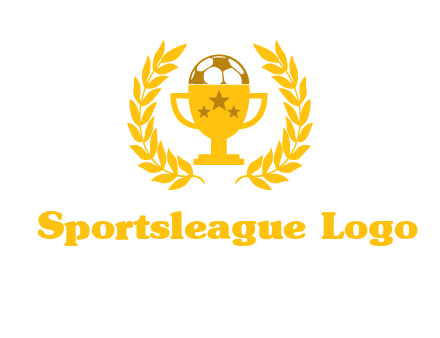champion cup with football logo