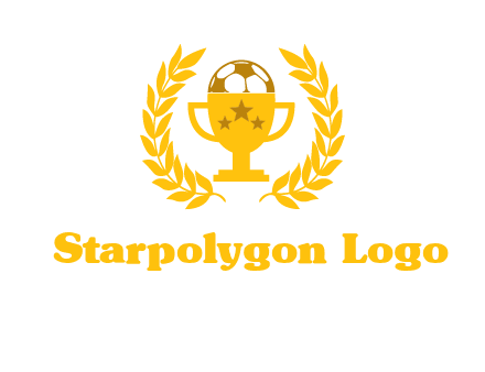 champion cup with football logo
