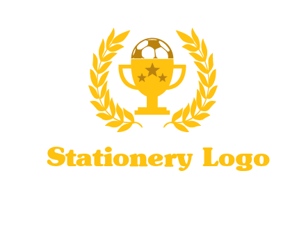 champion cup with football logo