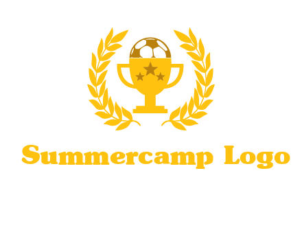 champion cup with football logo