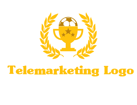 champion cup with football logo