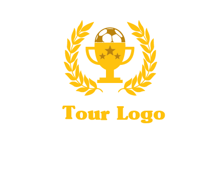 champion cup with football logo