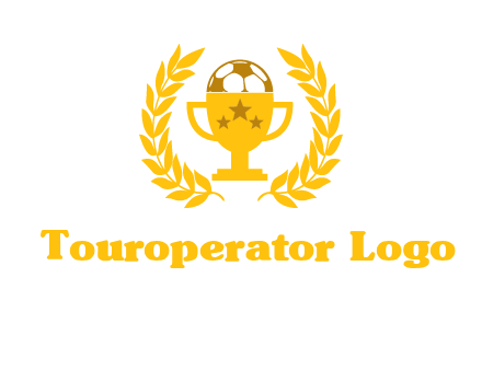champion cup with football logo