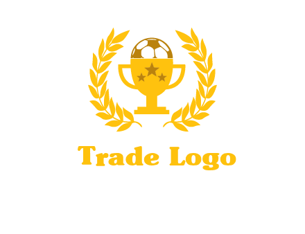 champion cup with football logo