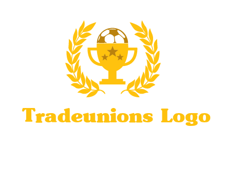 champion cup with football logo