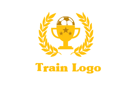 champion cup with football logo