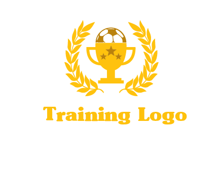 champion cup with football logo