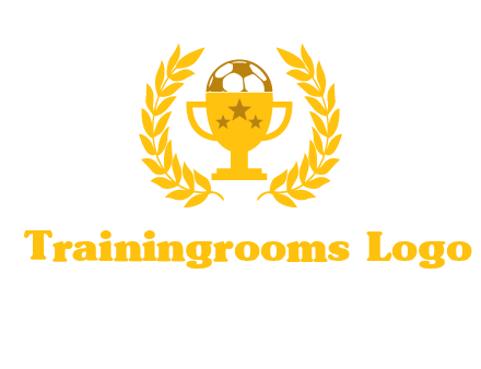champion cup with football logo