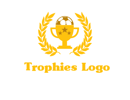 champion cup with football logo