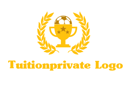 champion cup with football logo