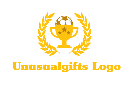 champion cup with football logo