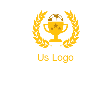 champion cup with football logo
