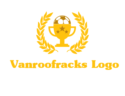 champion cup with football logo
