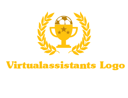champion cup with football logo