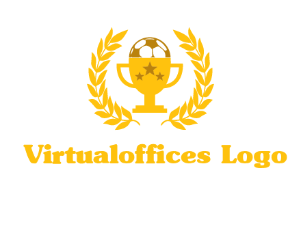 champion cup with football logo