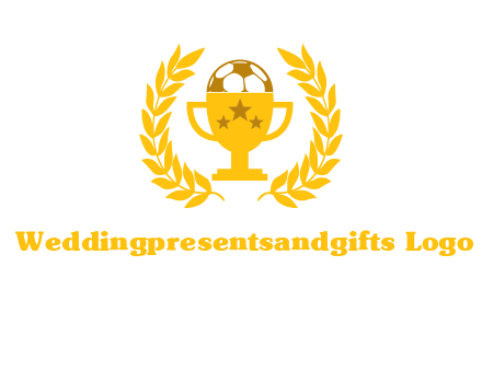 champion cup with football logo