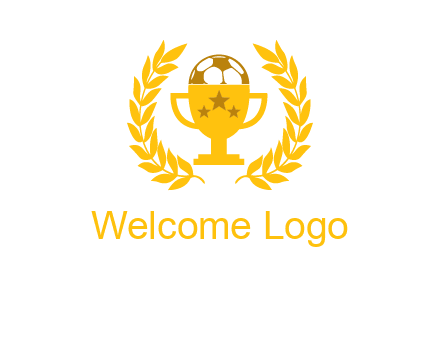 champion cup with football logo