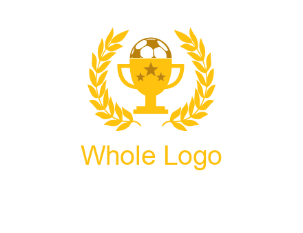champion cup with football logo