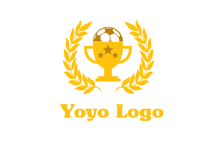 champion cup with football logo
