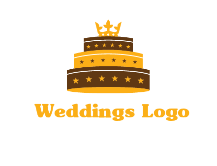 triple layer cake logo with crown