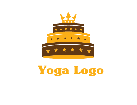 triple layer cake logo with crown