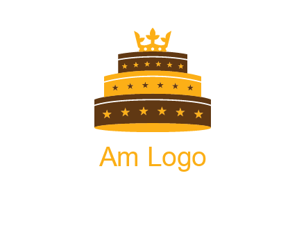 triple layer cake logo with crown