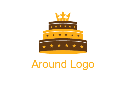 triple layer cake logo with crown