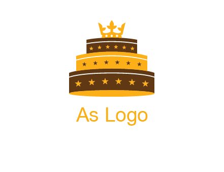 triple layer cake logo with crown