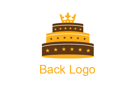 triple layer cake logo with crown