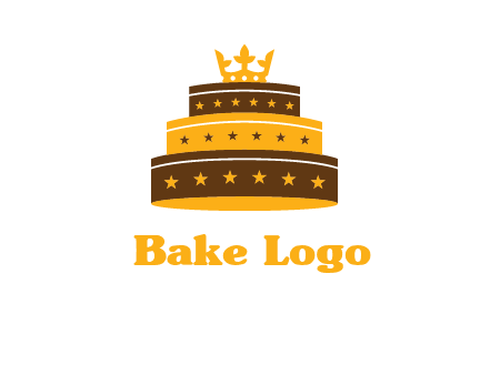 triple layer cake logo with crown