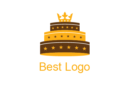 triple layer cake logo with crown