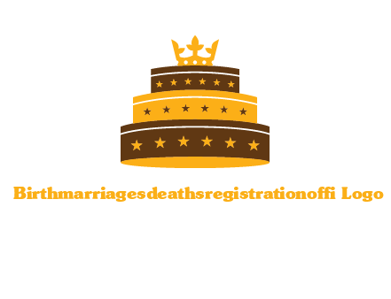 triple layer cake logo with crown