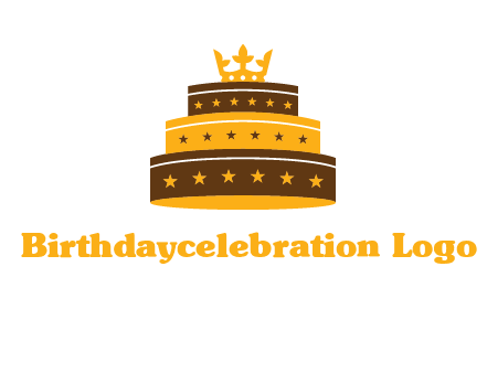 triple layer cake logo with crown