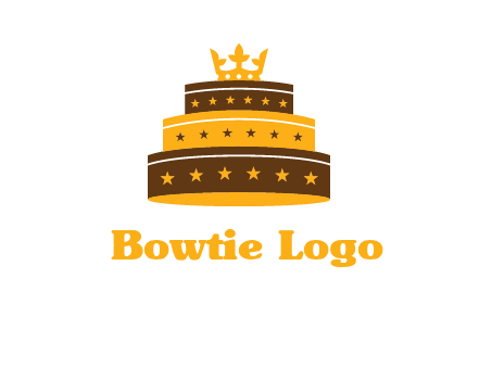 triple layer cake logo with crown