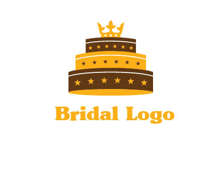 triple layer cake logo with crown