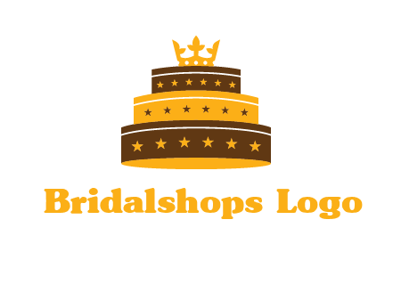 triple layer cake logo with crown