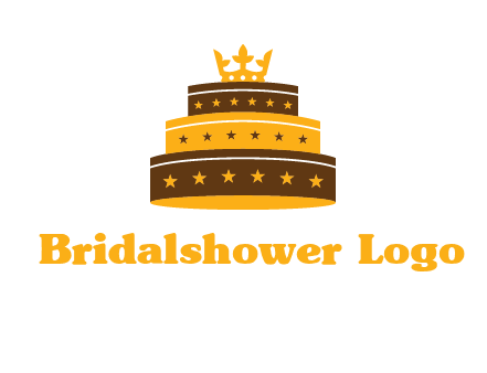triple layer cake logo with crown