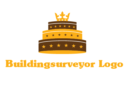 triple layer cake logo with crown