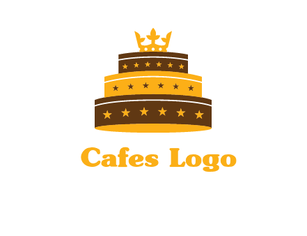 triple layer cake logo with crown