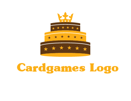 triple layer cake logo with crown