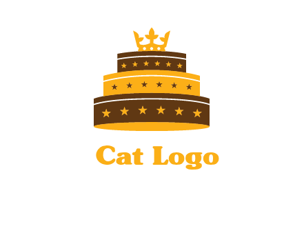 triple layer cake logo with crown