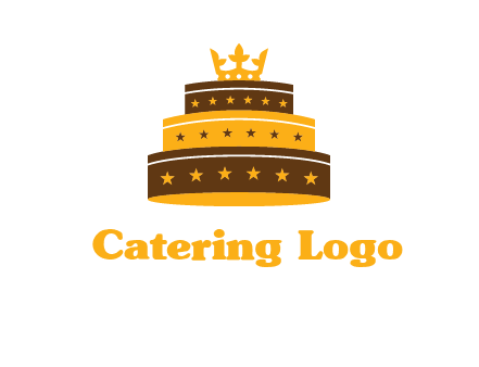 triple layer cake logo with crown