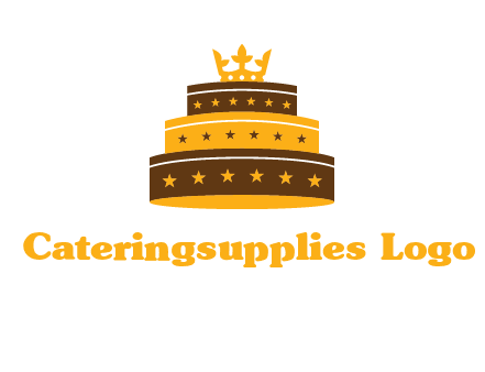 triple layer cake logo with crown