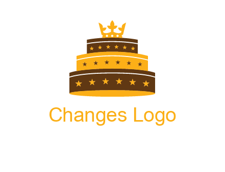 triple layer cake logo with crown
