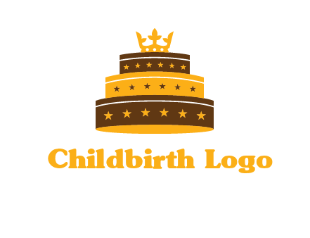 triple layer cake logo with crown