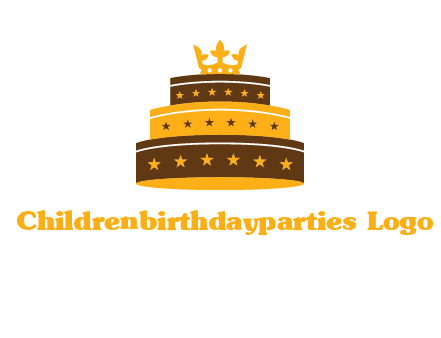 triple layer cake logo with crown