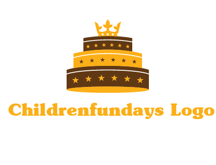 triple layer cake logo with crown