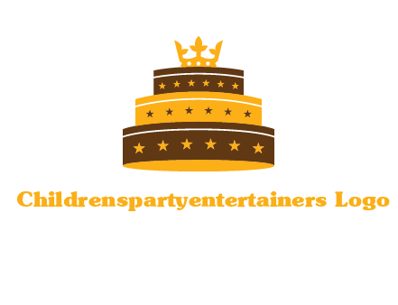 triple layer cake logo with crown