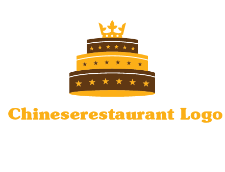 triple layer cake logo with crown